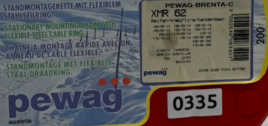 XMR 9 01; 335 Schneeketten PEWAG Brenta-C XMR 62 - Unbenutzt Neu OVP